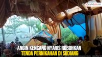 VIDEO: Angin Kencang Nyaris Robohkan Tenda Pernikahan di Sudiang