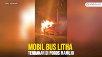 VIDEO: Mobil Bus Litha Terbakar di Poros Mamuju