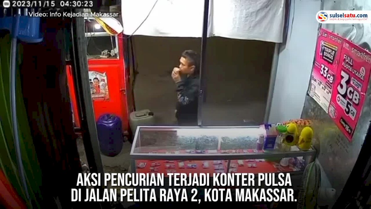 VIDEO: Aksi Pencurian terjadi di Konter Pulsa Makassar, Pelaku Berhasil Kabur