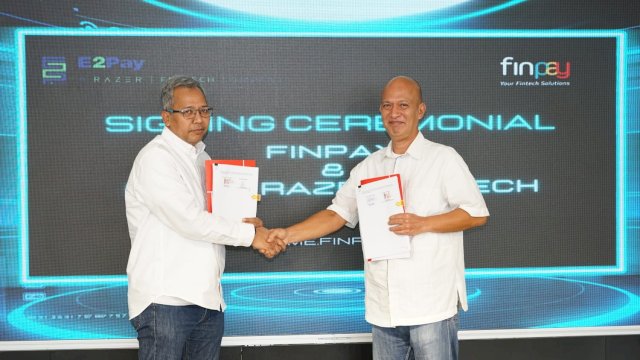 Penandatanganan dilakukan oleh SVP Telco &amp; Digital Goods Services Finnet Dandit Hardiarto dan Direktur Utama E2pay Razer Fintech Company Cecil Constantino bertempat di Telkom Landmark Tower. Foto: Istimewa