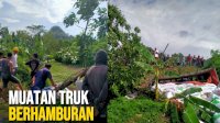 VIDEO: Truk Alami Kecelakaan di Jalan Poros Labakkang, Muatan Berhamburan