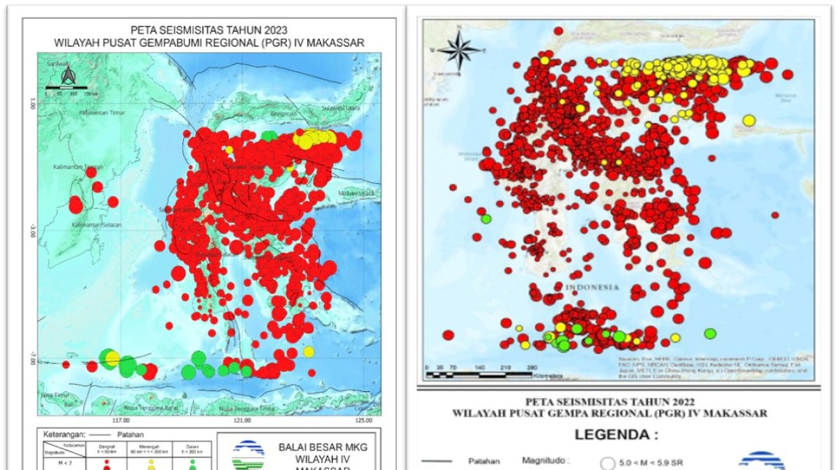 BMKG Wilayah Makassar Catat 3.214 Kejadian Gempa Bumi Sepanjang 2023