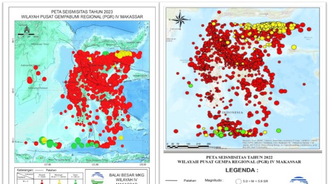 BMKG Wilayah IV catat 3.214 kejadian gempa bumi selama 2023. Foto: Istimewa