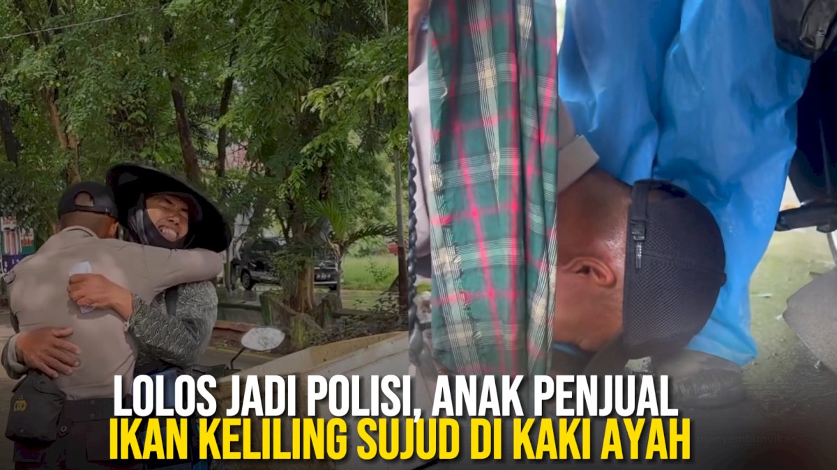 VIDEO: Lolos Jadi Polisi, Anak Penjual Ikan Keliling di Sulsel Sujud di Kaki Ayah