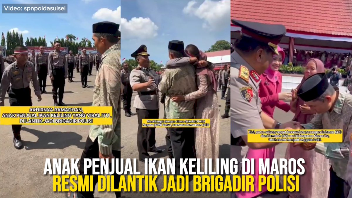 VIDEO: Anak Penjual Ikan Keliling di Maros Resmi Dilantik Jadi Brigadir Polisi