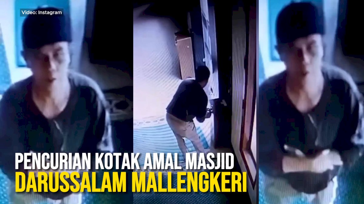 VIDEO: Terekam CCTV, Aksi Pencurian Kotak Amal Masjid Darussalam Mallengkeri