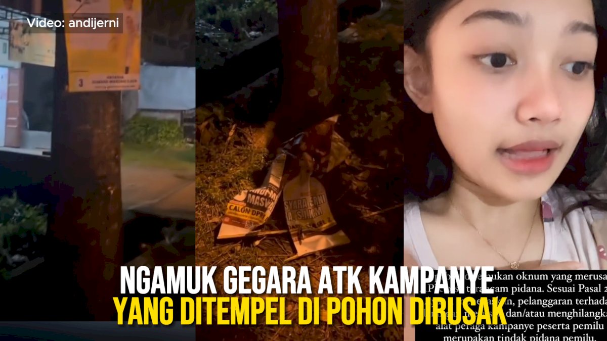 VIDEO: Caleg Ini ‘Ngamuk’ Usai ATK Kampanye yang Ditempel di Pohon Dirusak