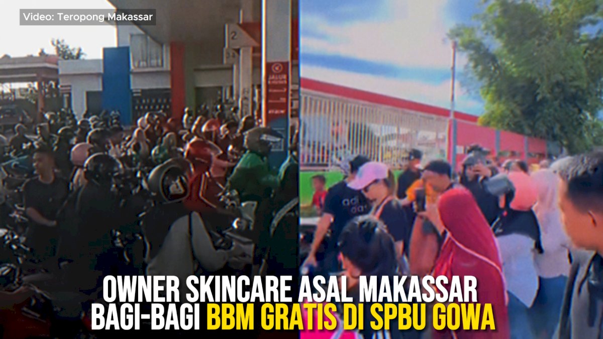 VIDEO: Viral, Owner Skincare Asal Makassar Bagi-bagi BBM Gratis di SPBU Gowa