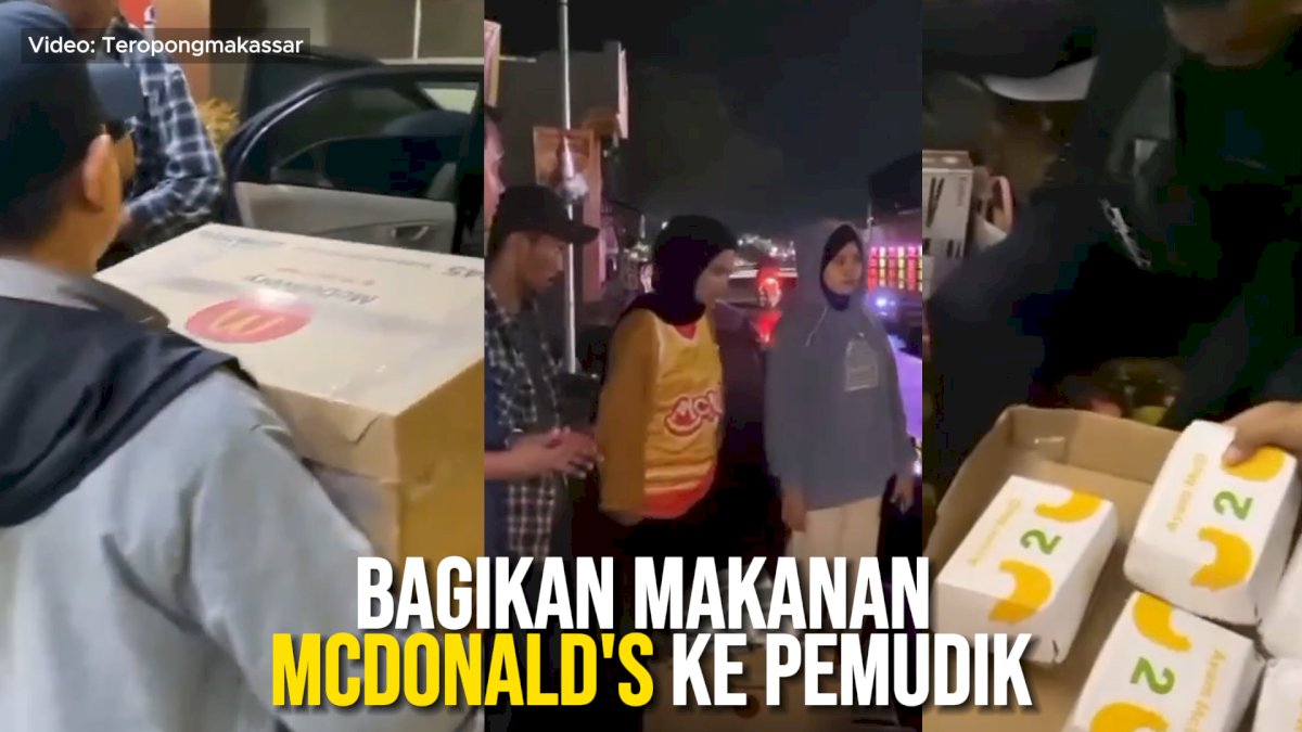 VIDEO: Satlantas Polrestabes Makassar Bagikan Makanan McDonald’s ke Pemudik Nataru
