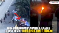 VIDEO: Truk Rombongan Pengantar Jenazah Lukas Enembe Terperosok dan Terbakar