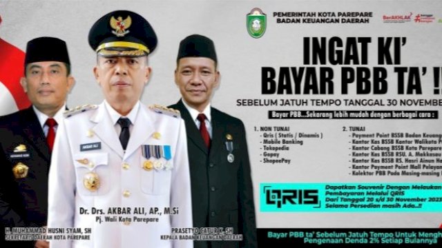 Pembayaran pajak Kota Parepare kini bisa pakai QRIS. Foto: Istimewa