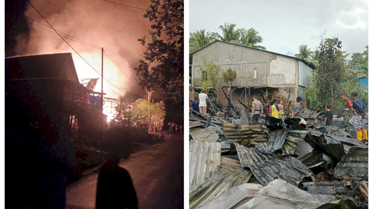 Tiga Rumah Warga di Jeneponto Ludes Terbakar, Polisi Selidiki Penyebabnya