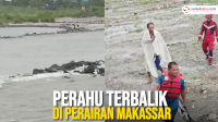 VIDEO: Perahu Terbalik di Perairan Makassar, 1 Orang Dikabarkan Hilang