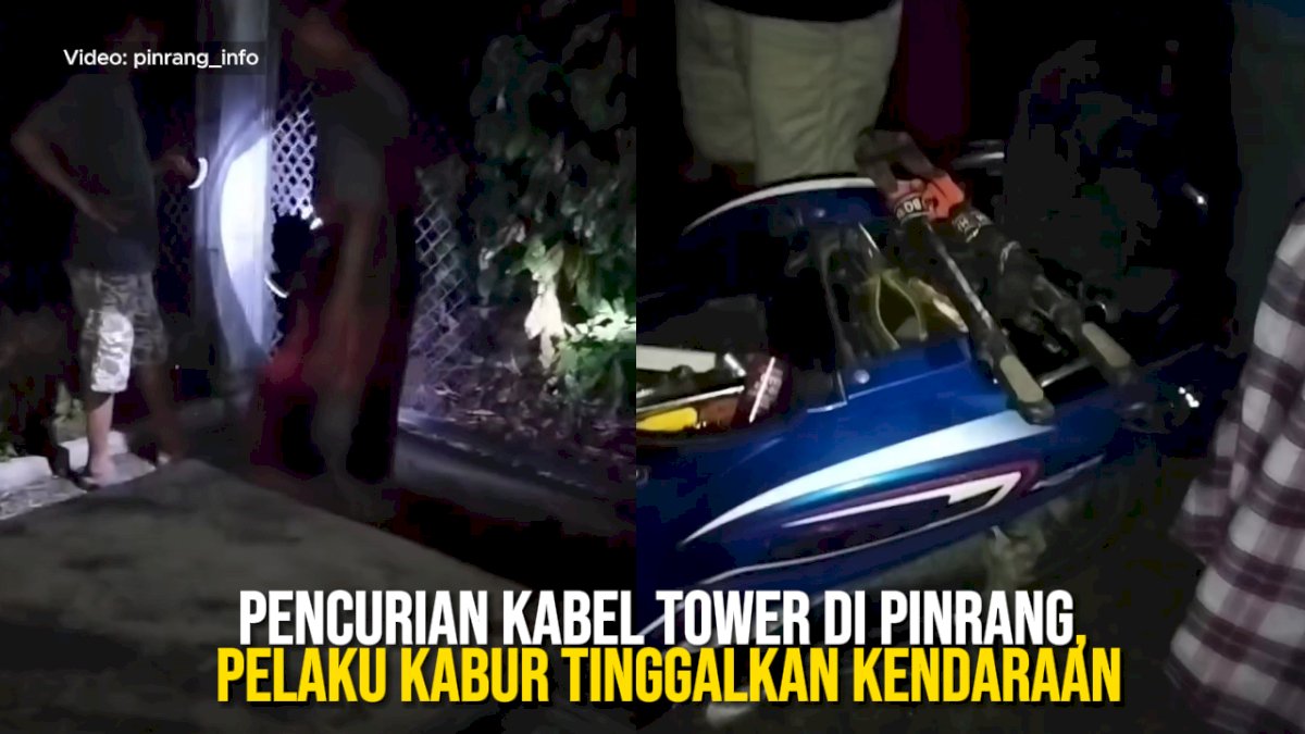 VIDEO: Pencurian Kabel Tower di Pinrang, Pelaku Kabur Tinggalkan Kendaraan