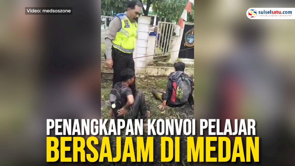 VIDEO: Penangkapan Konvoi Pelajar Bersajam di Medan
