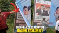 VIDEO: Baliho Paslon 02 Menutupi Baliho Paslon 01, Timbulkan Ketegangan di Kebumen