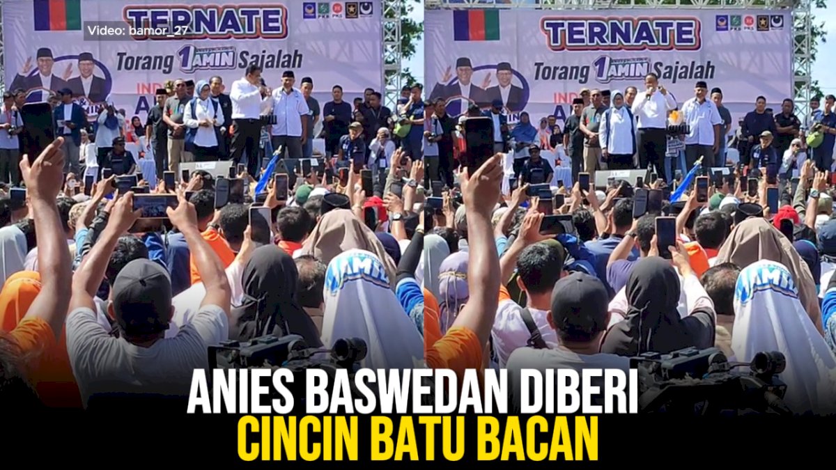 VIDEO: Anies Baswedan Diberi Cincin Batu Bacan oleh Pendukungnya saat Kampanye di Ternate