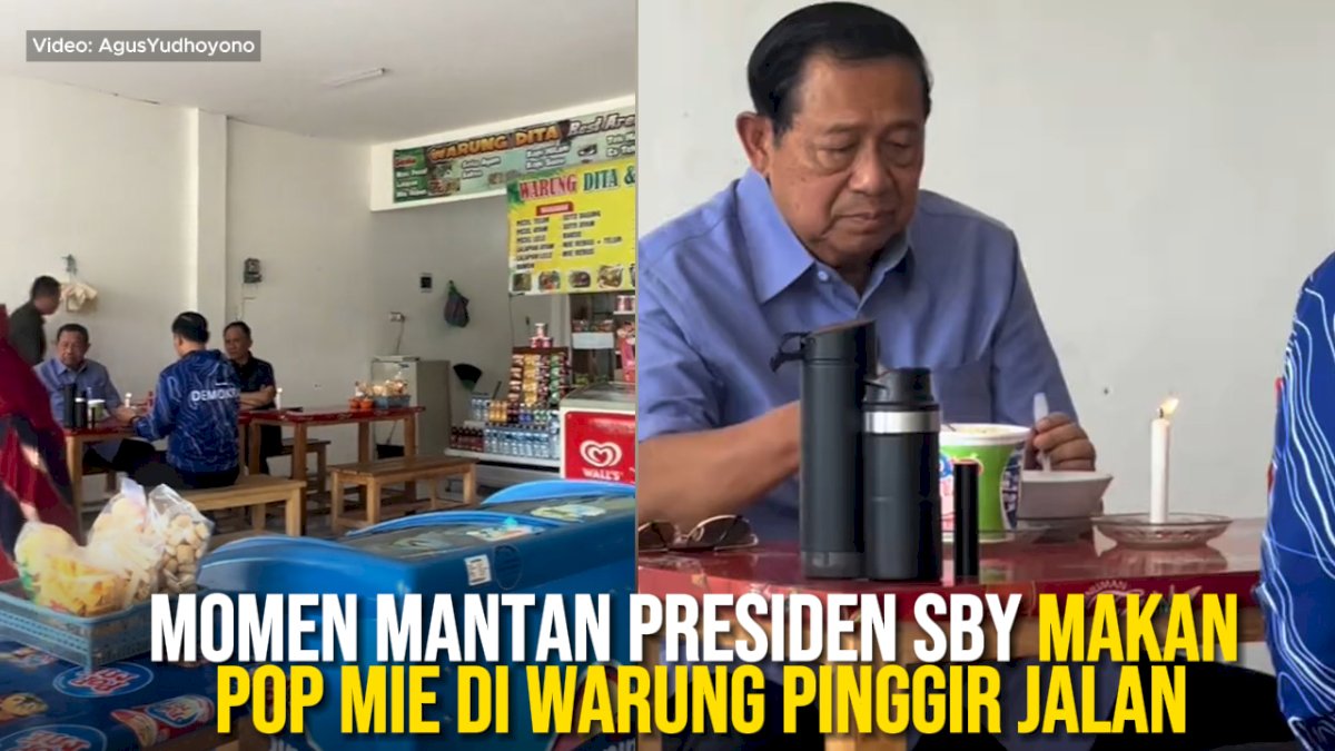 VIDEO: Momen Mantan Presiden SBY Makan Pop Mie di Warung Pinggir Jalan