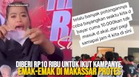 VIDEO: Ngaku hanya Diberi 10 Ribu Rupiah untuk Ikut Kampanye, Emak-emak di Makassar Protes