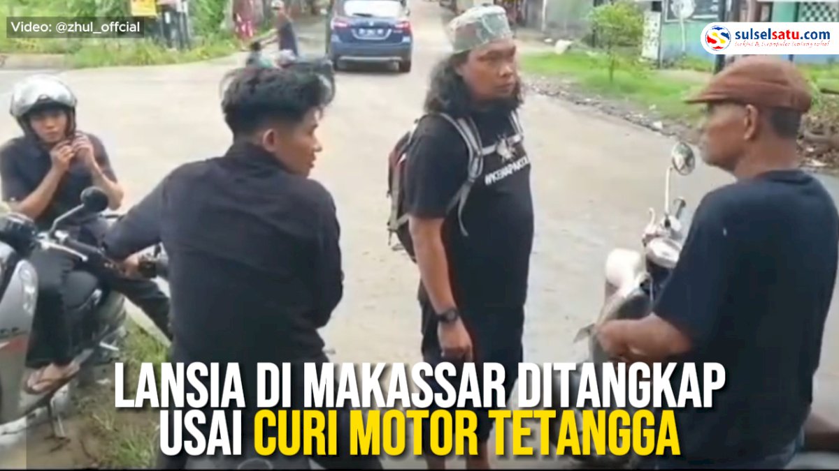 VIDEO: Pria Lansia di Makassar Ditangkap Usai Curi Motor Tetangga