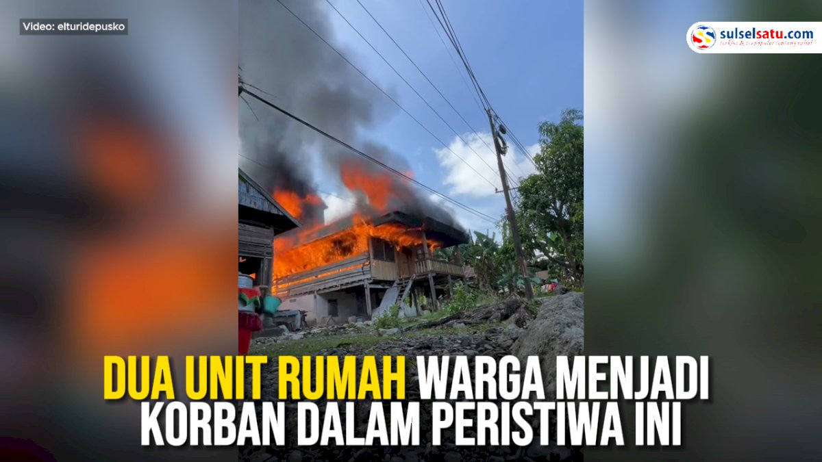VIDEO: Kebakaran Ludeskan Dua Rumah Warga di Sugiale Bone