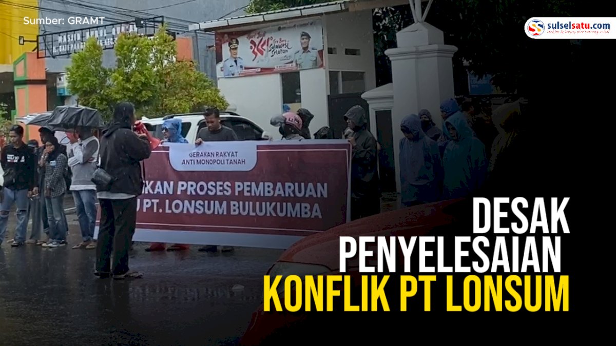 VIDEO: Demo di Kantor ATR/BPN Sulsel, Desak Penyelesaian Konflik Agraria PT Lonsum