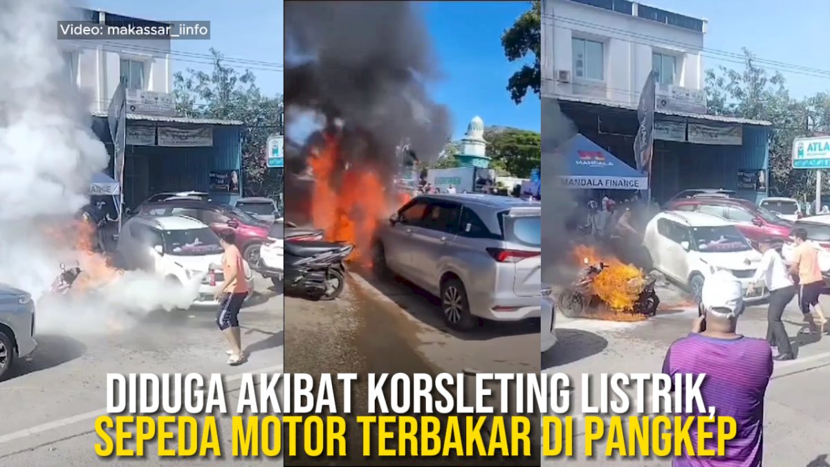 VIDEO: Diduga Akibat Korsleting Listrik, Sepeda Motor Terbakar di Pangkep