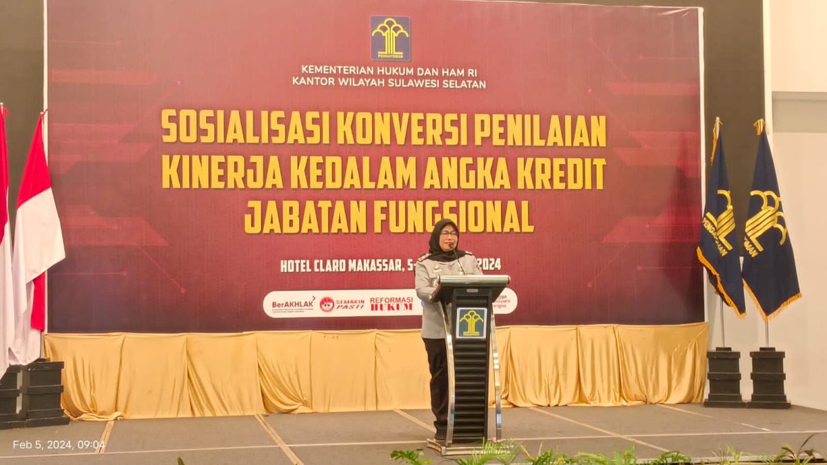 Biro SDM Kemenkumham Gelar Sosialisasi Konversi Penilaian Kinerja Kedalam Angka Kredit Jabatan Fungsional