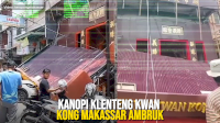 VIDEO: Kanopi Klenteng Kwan Kong Makassar Ambruk, 2 Orang Cedera
