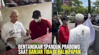 VIDEO: Bentangkan Spanduk Prabowo saat Ganjar Tiba di Balikpapan, Timses Ini Malah Diajak Makan