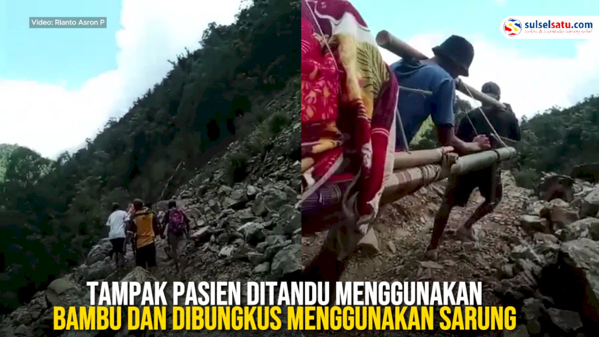 VIDEO: Jalan Rusak, Warga Sakit di Kalumpang Mamuju Harus Ditandu untuk Berobat