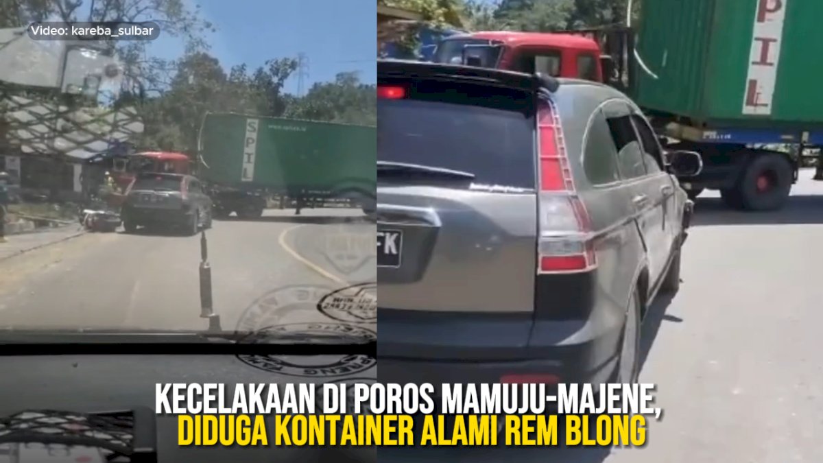 VIDEO: Kecelakaan di Poros Mamuju-Majene, Diduga Kontainer Alami Rem Blong