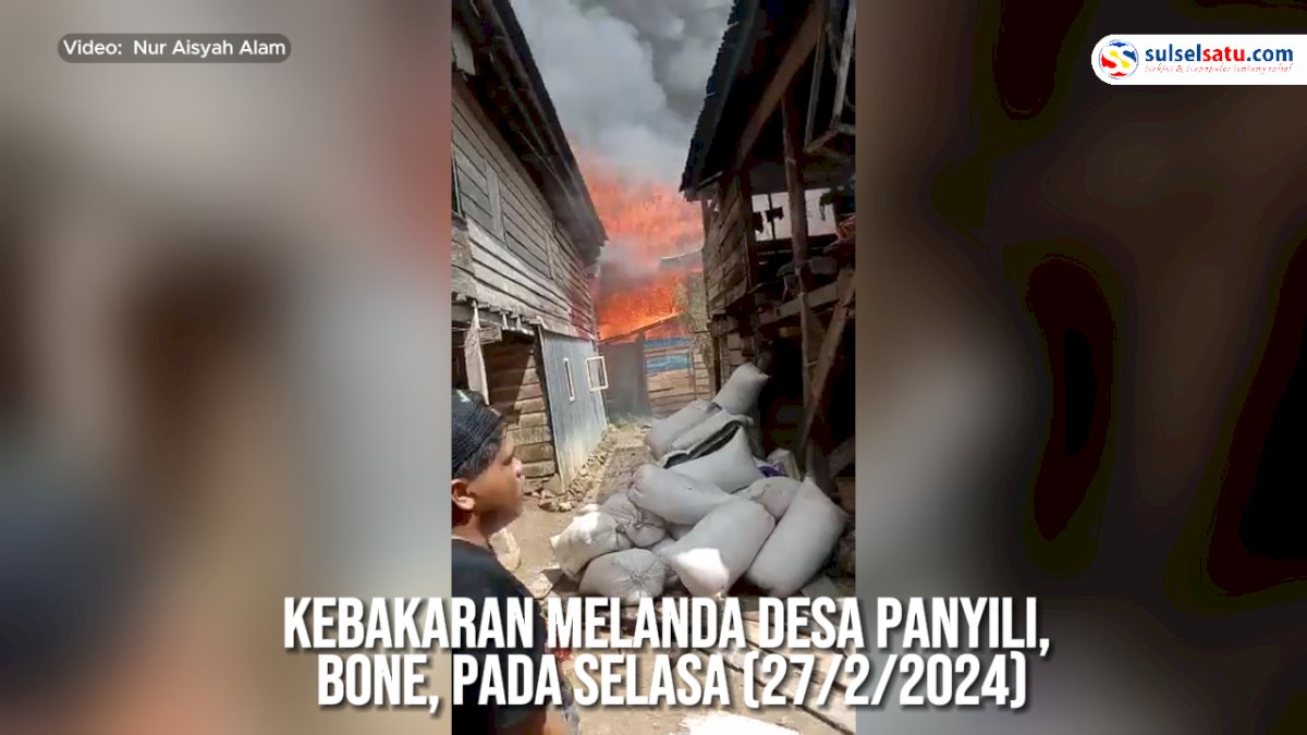 VIDEO: Kebakaran terjadi di Panyili Bone, 4 Rumah Warga Dilalap Api