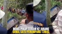 VIDEO: Mobil Pikap Terjun ke Jurang Gowa, Satu Penumpang Tewas