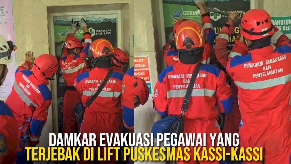 VIDEO: Damkar Evakuasi Pegawai yang Terjebak di Lift Puskesmas Kassi-Kassi Makassar