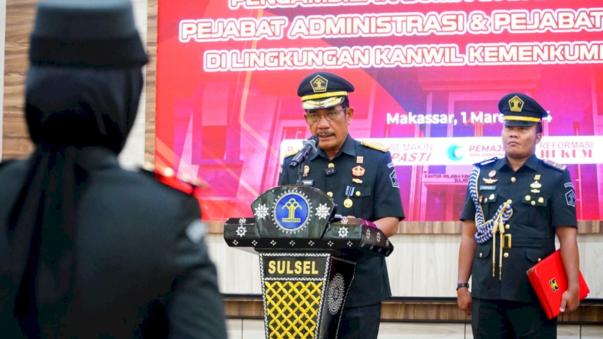 Lantik Pejabat Struktural dan Pejabat Fungsional, Kakanwil Kemenkumham Sulsel Berpesan Implementasikan Tata Nilai PASTI