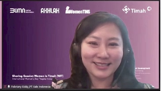 CEO dan Presiden Direktur PT Vale Indonesia Tbk (PT Vale) Febriany Eddy jadi pembicara di Sharing Session Women in Timah (WIT). Foto: Istimewa