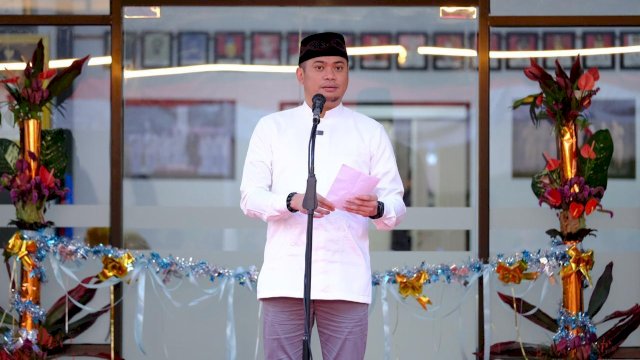 Bupati Gowa Adnan Purichta Ichsan saat sambutan dalam peresmian Pos Pelayanan Publik. Foto: Istimewa