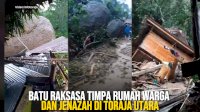 VIDEO: Batu Raksasa Timpa Rumah Warga dan Jenazah di Toraja Utara