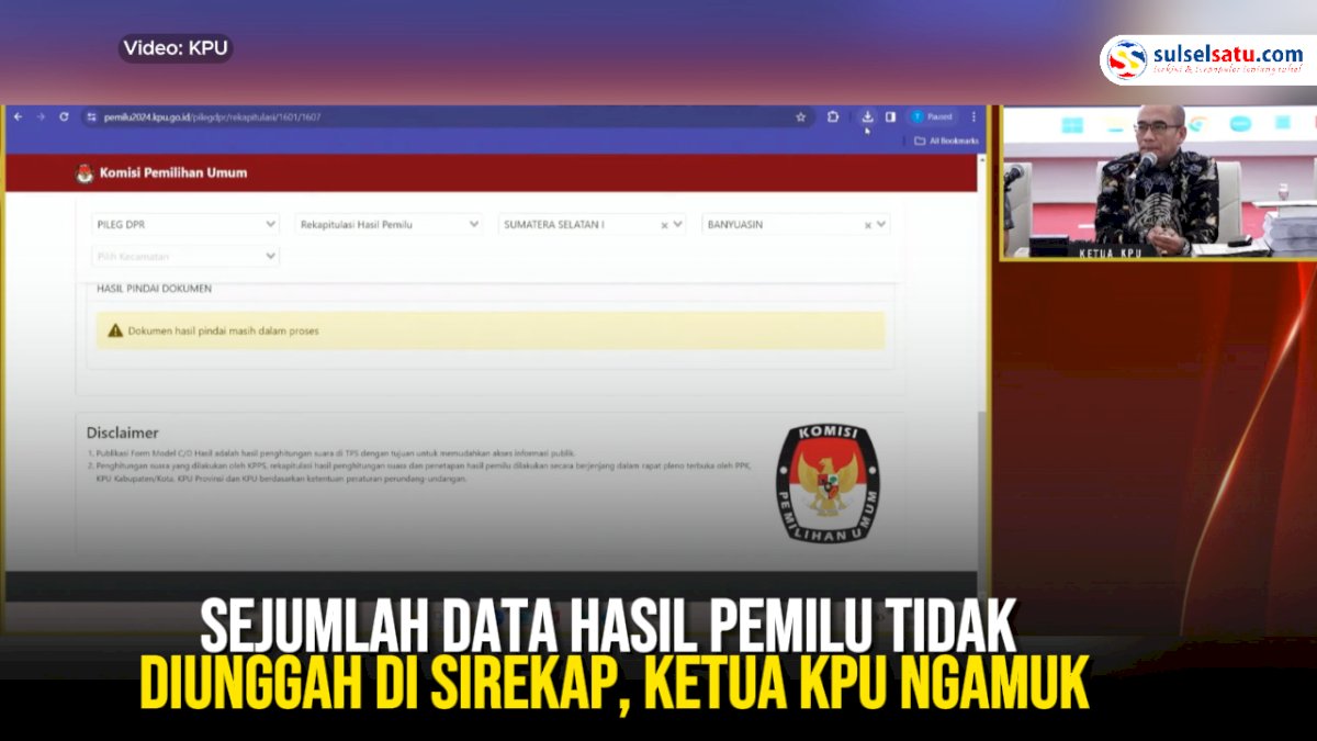 VIDEO: Sejumlah Data Hasil Pemilu Tidak Diunggah di Sirekap, Ketua KPU Ngamuk