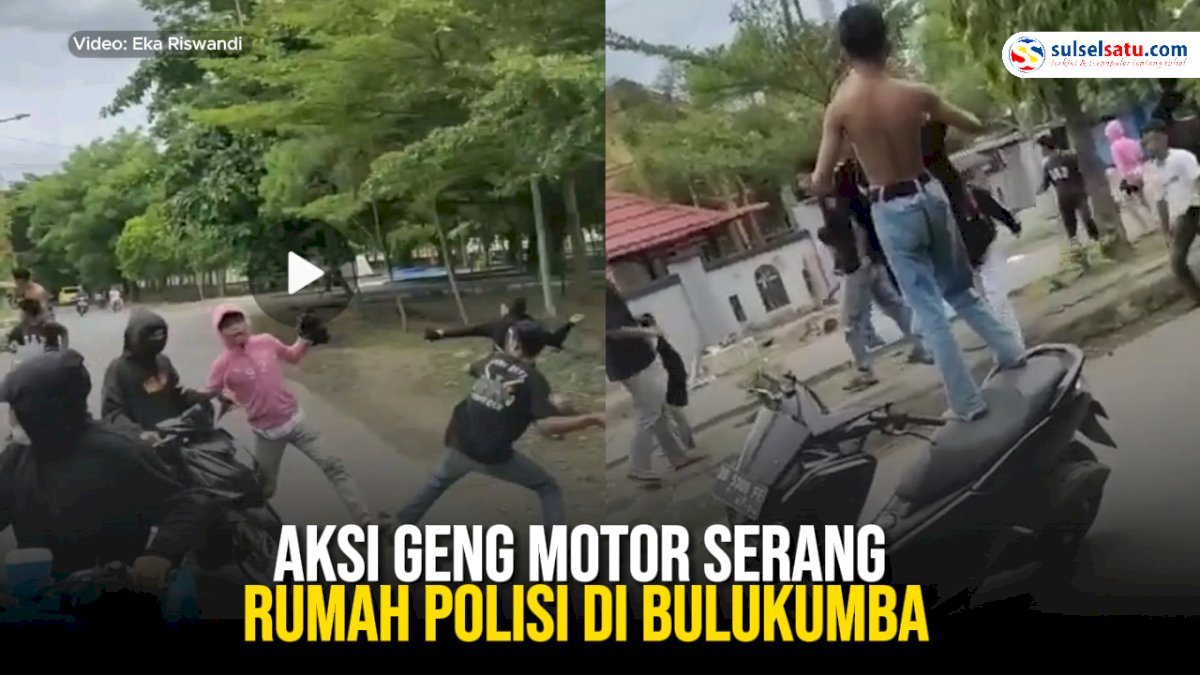 VIDEO: Aksi Geng Motor Serang Rumah Polisi di Bulukumba