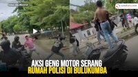 VIDEO: Aksi Geng Motor Serang Rumah Polisi di Bulukumba