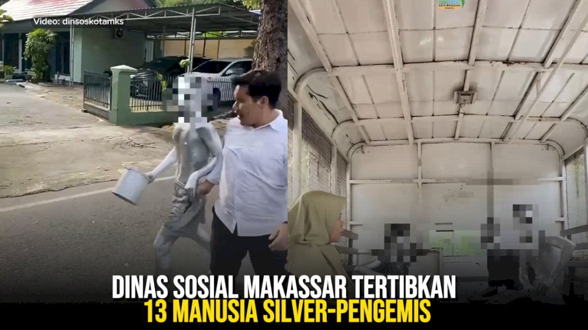 VIDEO: Dinas Sosial Makassar Tertibkan 13 Manusia Silver-Pengemis