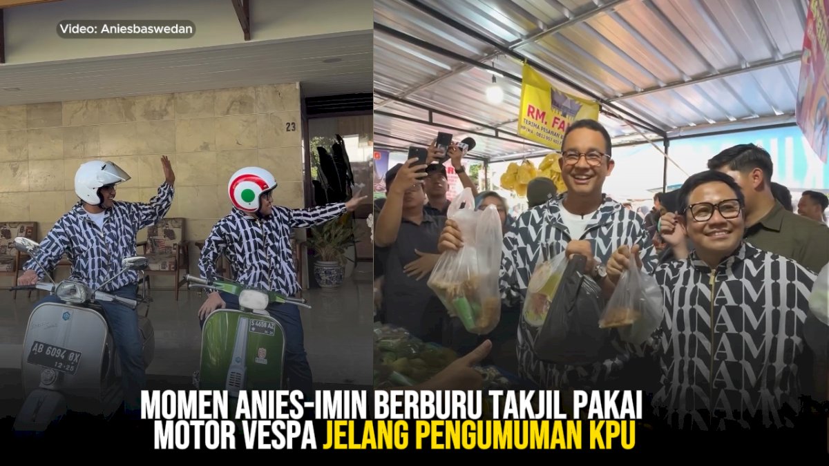 VIDEO: Momen Anies-Imin Berburu Takjil Pakai Motor Vespa Jelang Pengumuman KPU