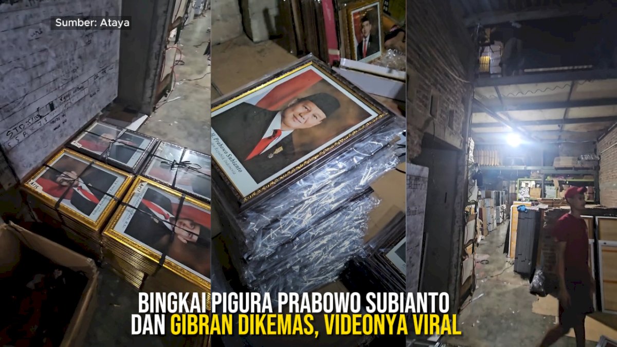 VIDEO: Bingkai Pigura Prabowo Subianto dan Gibran Dikemas, Videonya Viral