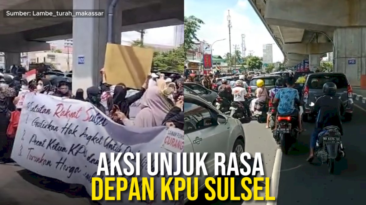 VIDEO: Aksi Unjuk Rasa Depan Kantor KPU Sulsel