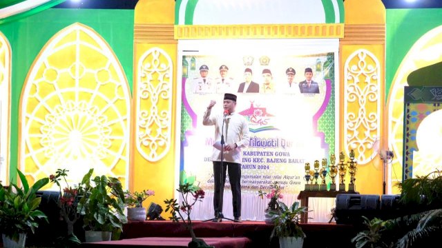 Bupati Gowa Adnan Purichta Ichsan menutup Musabaqah Tilawatil Quran (MTQ) ke-45 Tahun 1445 H /2024 M Tingkat Kabupaten Gowa. Foto: Istimewa.