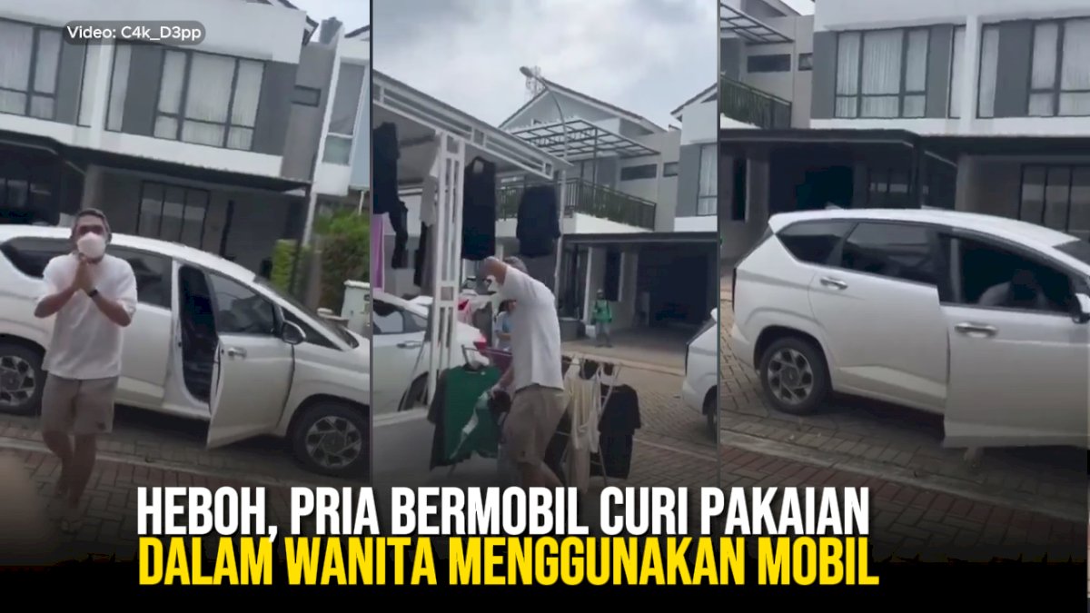 VIDEO: Heboh, Pria Bermobil Curi Pakaian Dalam Wanita Menggunakan Mobil