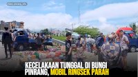VIDEO: Kecelakaan Tunggal di Bungi Pinrang, Mobil Ringsek Parah