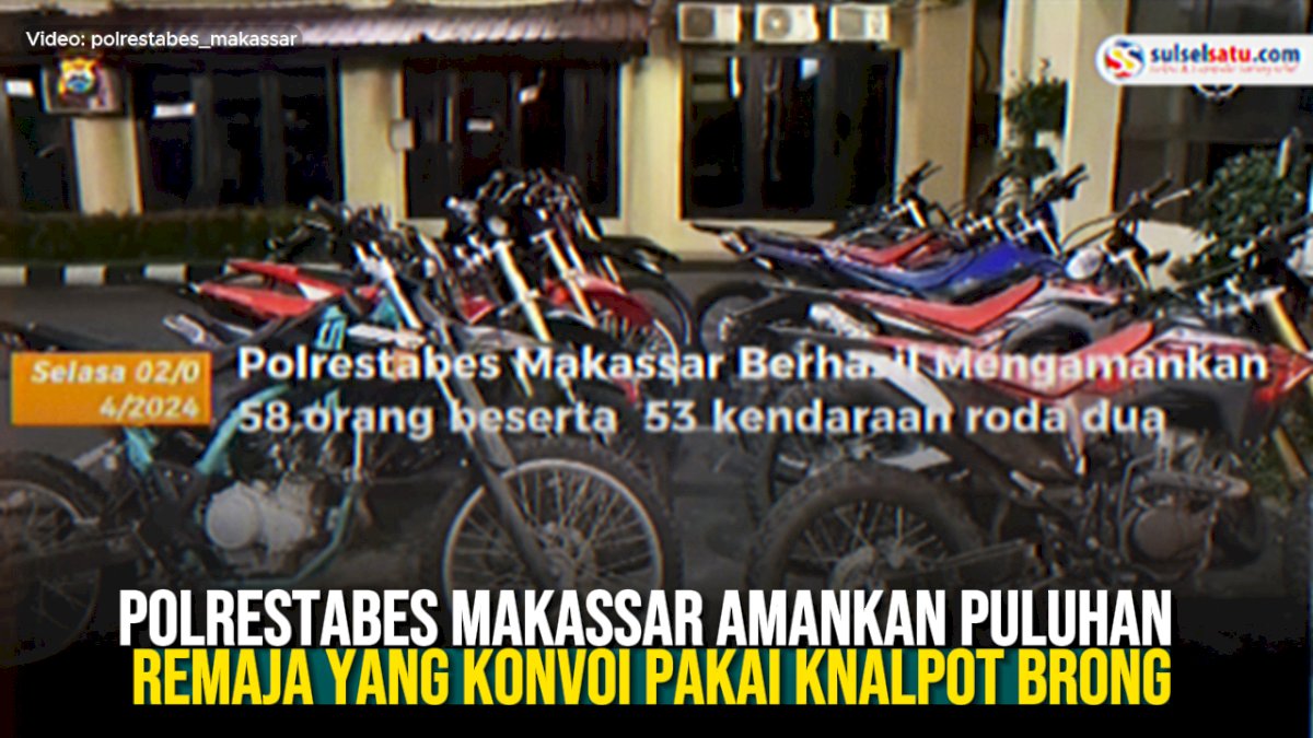 VIDEO: Polrestabes Makassar Amankan Puluhan Remaja yang Konvoi pakai Knalpot Brong